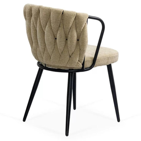 Scaun dining stofa buretat cadru metalic negru BUC 262 Doric BEJ