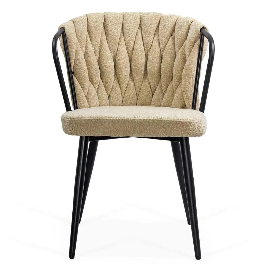 Scaun dining stofa buretat cadru metalic negru BUC 262 Doric BEJ