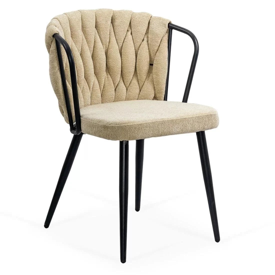 Scaun dining stofa buretat cadru metalic negru BUC 262 Doric BEJ