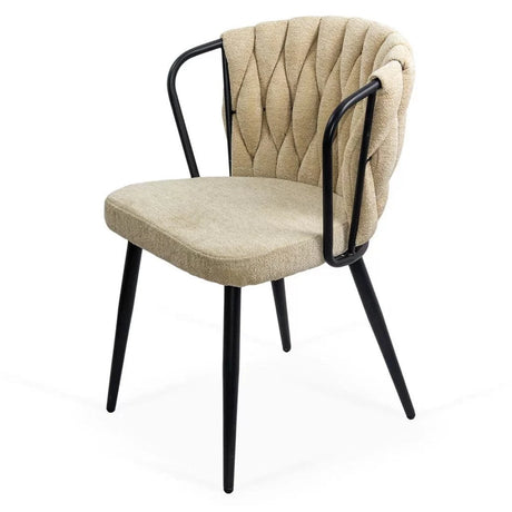 Scaun dining stofa buretat cadru metalic negru BUC 262 Doric BEJ