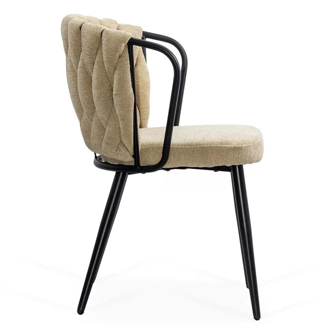 Scaun dining stofa buretat cadru metalic negru BUC 262 Doric BEJ