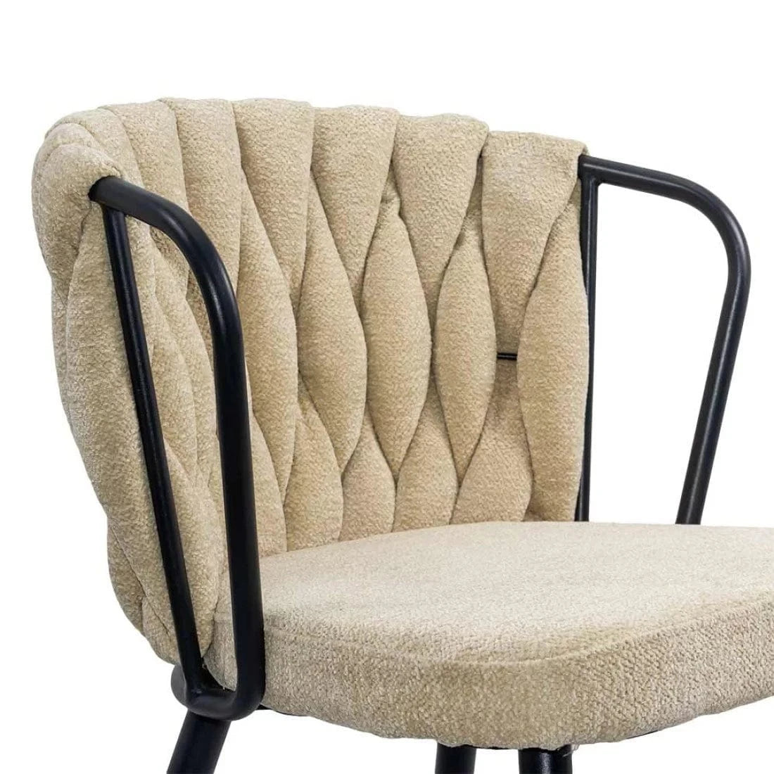 Scaun dining stofa buretat cadru metalic negru BUC 262 Doric BEJ