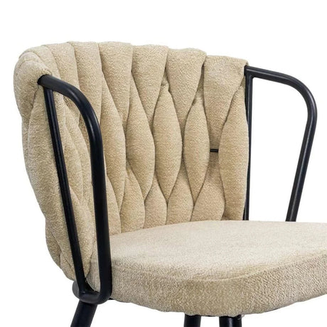 Scaun dining stofa buretat cadru metalic negru BUC 262 Doric BEJ