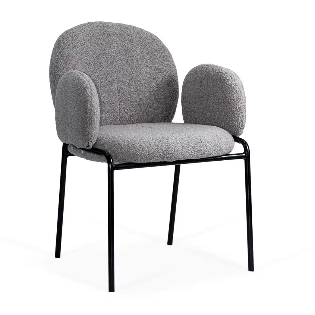 Scaun dining stofa buretat cadru metalic negru BUC281 City GRI INCHIS