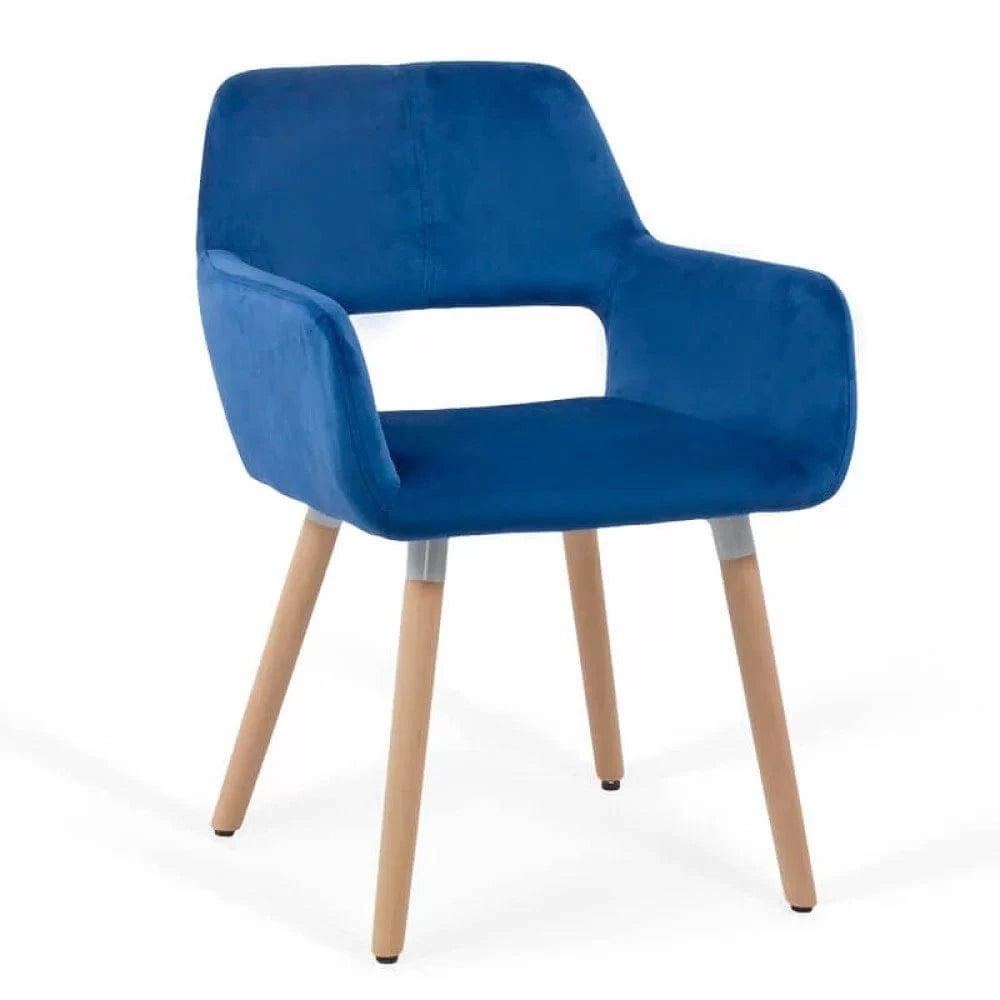 Scaun living catifea buretat cadru lemn fag BUC280 Cali ALBASTRU