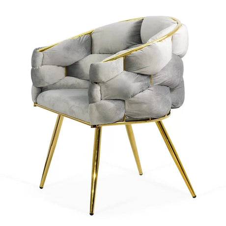 Scaun living catifea buretat cadru metalic auriu BUC251 Eli