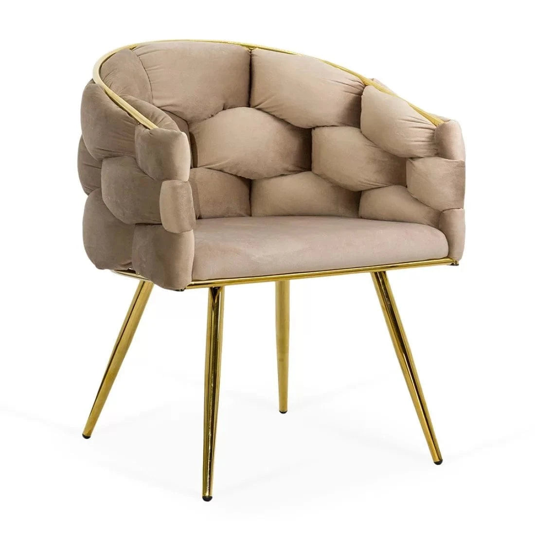 Scaun living catifea buretat cadru metalic auriu BUC251 Eli BEJ