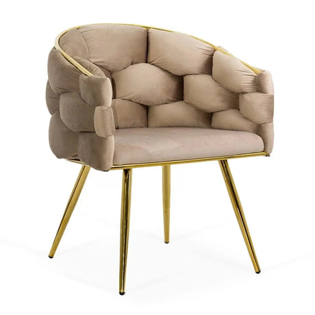 Scaun living catifea buretat cadru metalic auriu BUC251 Eli BEJ