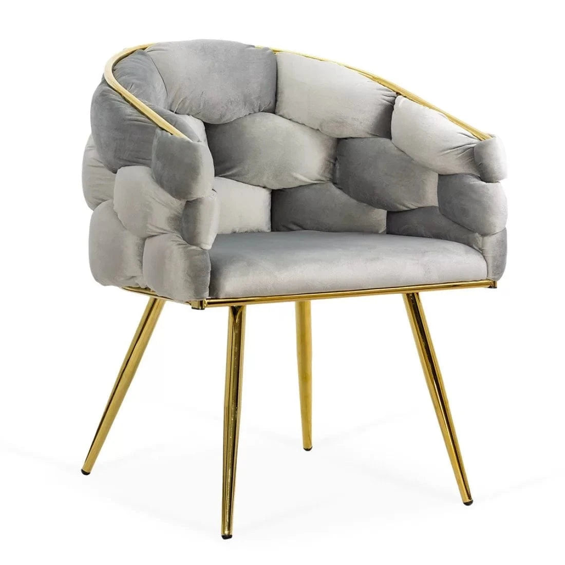 Scaun living catifea buretat cadru metalic auriu BUC251 Eli GRI DESCHIS