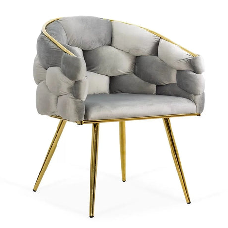 Scaun living catifea buretat cadru metalic auriu BUC251 Eli GRI DESCHIS