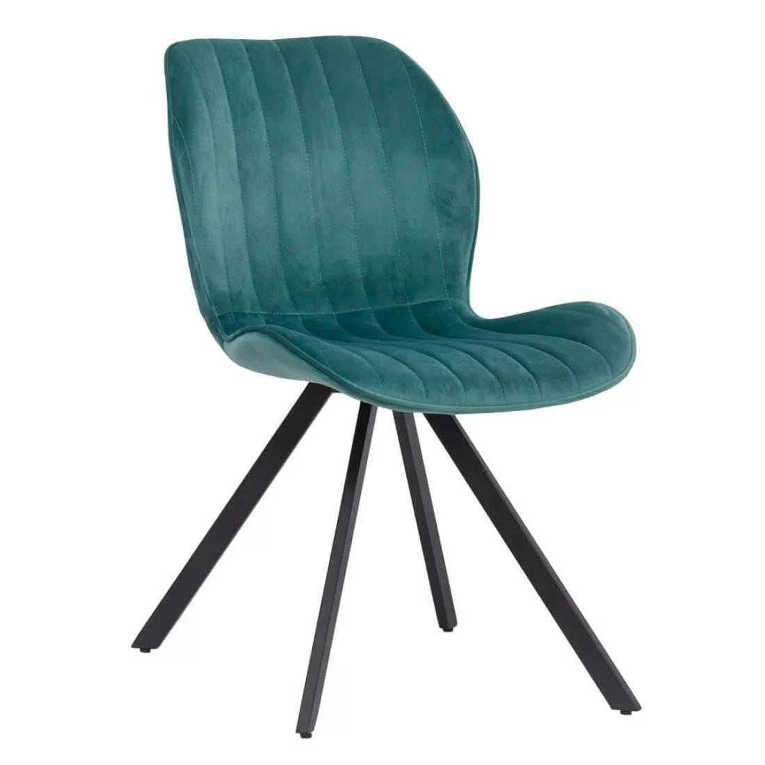 Scaun living catifea buretat cadru metalic negru BUC248 Roi VERDE INCHIS