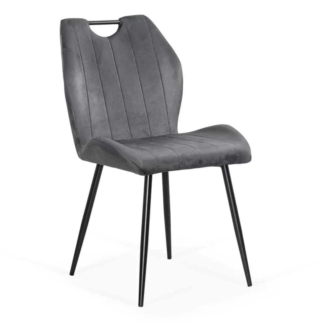 Scaun living catifea buretat cadru otel negru BUC204 Oaks GRI INCHIS