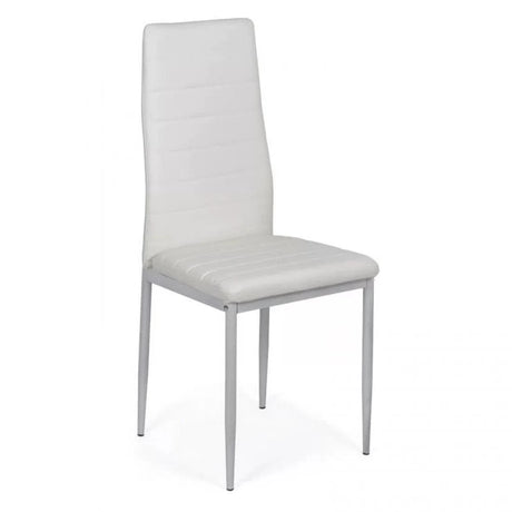 Scaun living piele buretat cadru metalic gri BUC263 Trendy ALB