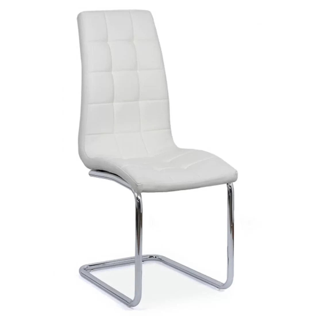 Scaun living piele buretat cadru otel cromat BUC231S Lexi ALB