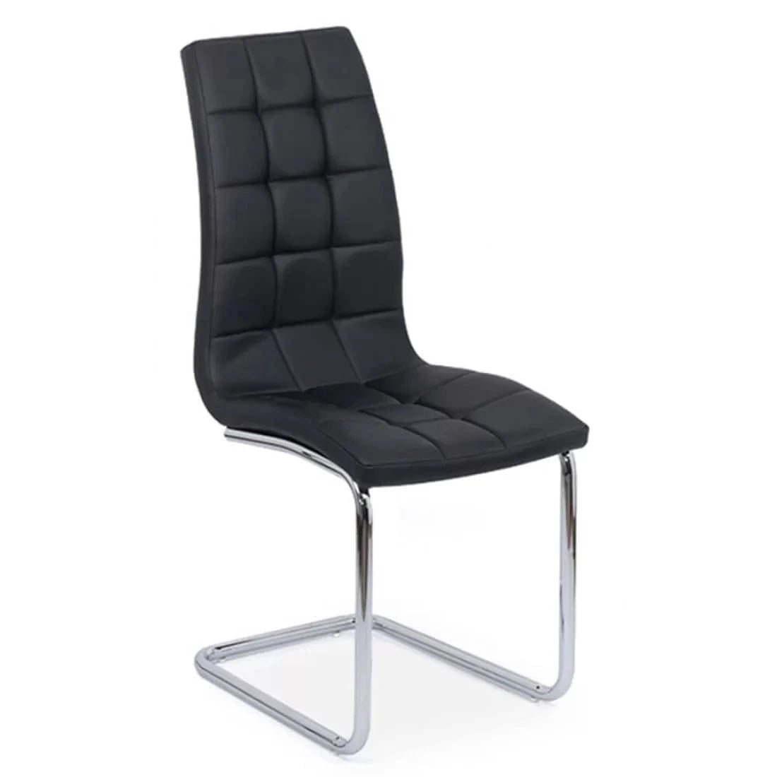 Scaun living piele buretat cadru otel cromat BUC231S Lexi NEGRU