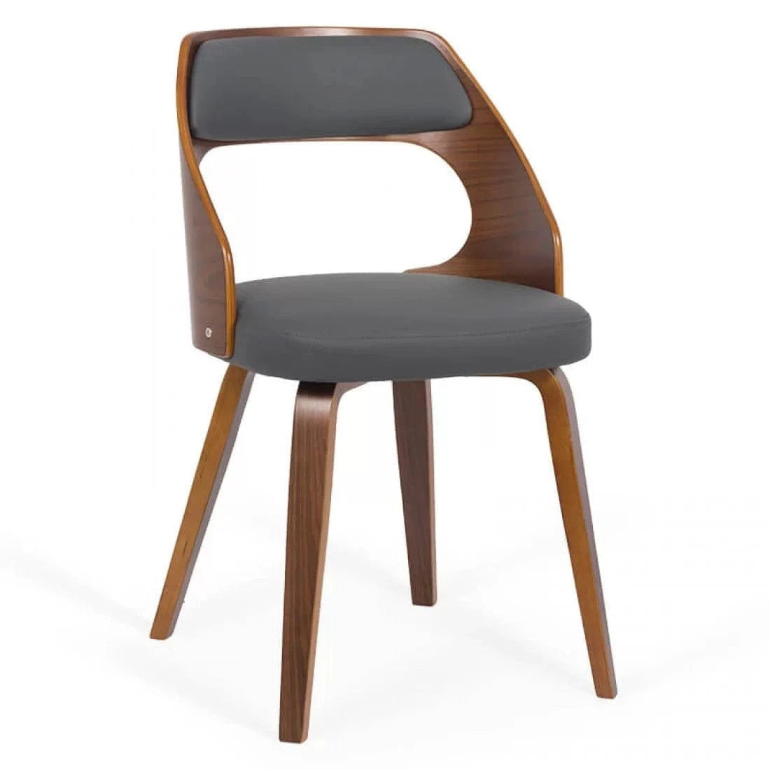 Scaun living piele cadru lemn spatar tapitat BUC015 Manor GRI INCHIS