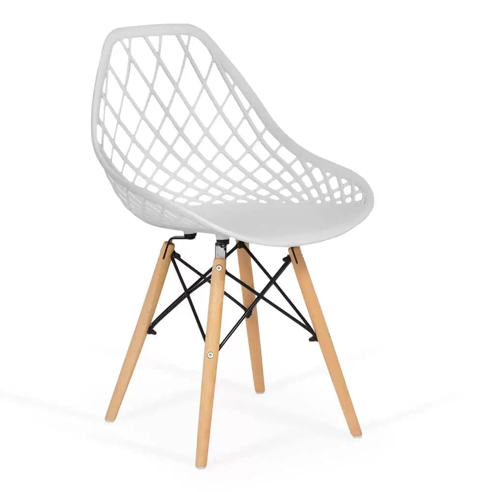 Scaun terasa sezut plastic picioare lemn BUC220 Aircloud ALB