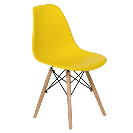 Scaun terasa sezut plastic picioare lemn fag BUC232P Sunny GALBEN