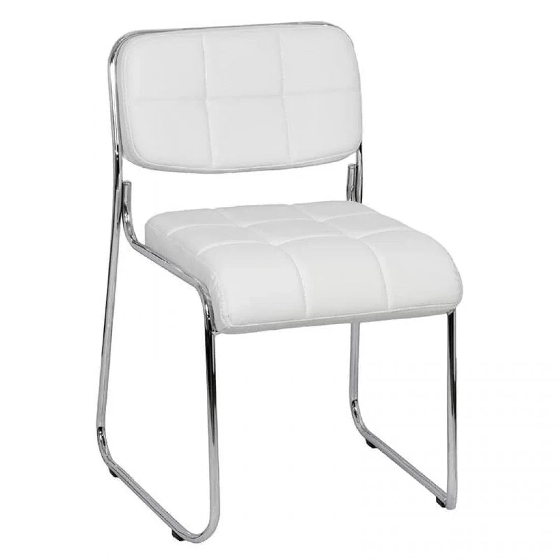 Scaun asteptare piele cadru cromat HRC608 Conference Pro ALB