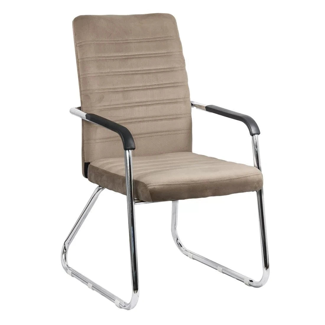 Scaun vizitatori catifea cadru cromat fix OFF833V Atrium BEJ