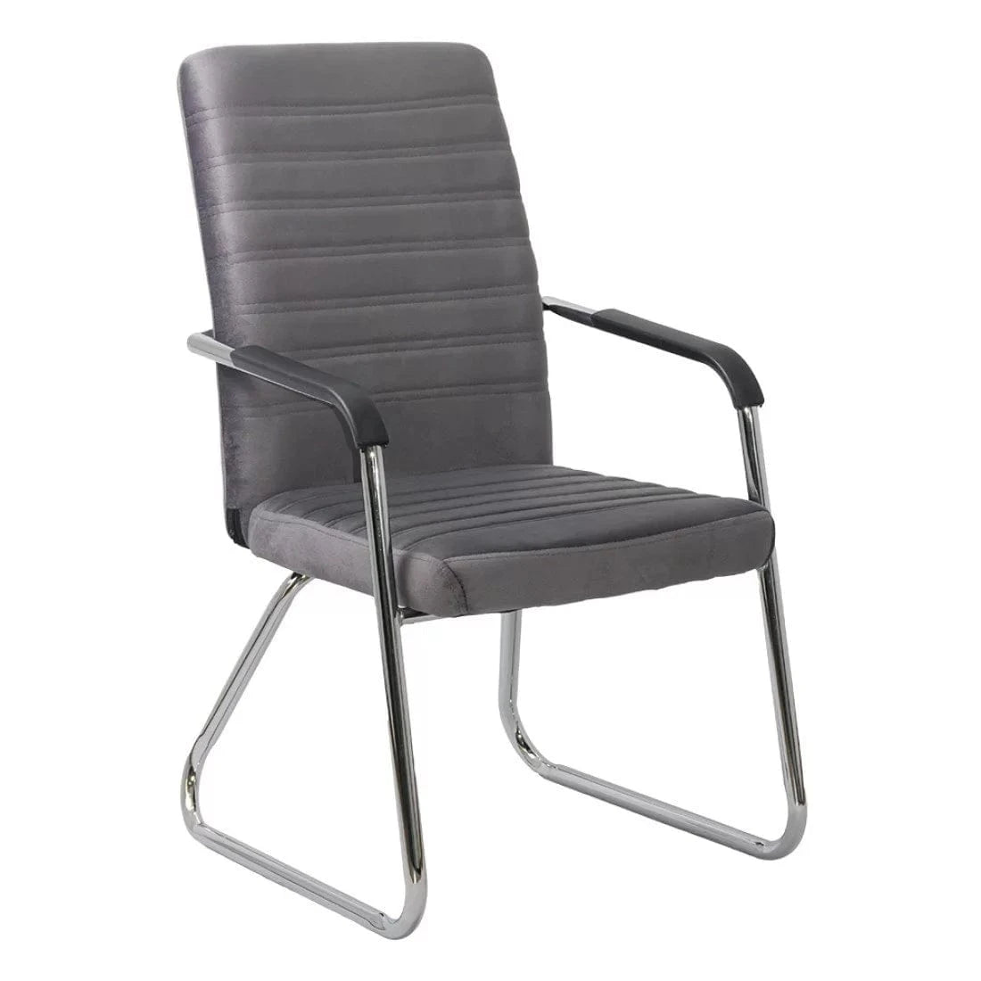 Scaun vizitatori catifea cadru cromat fix OFF833V Atrium GRI INCHIS