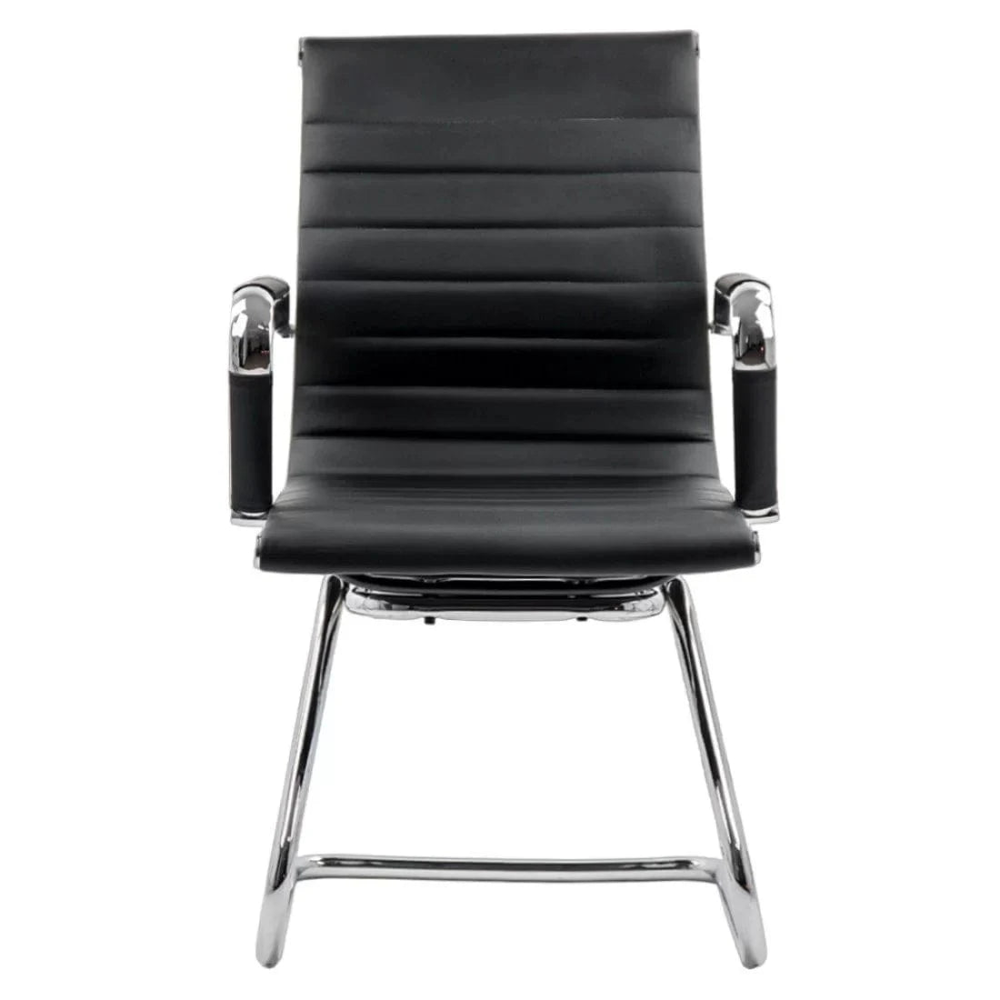 Scaun vizitatori piele cadru cromat fix OFF806 Genoa