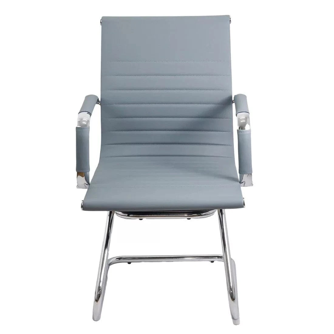 Scaun vizitatori piele cadru cromat fix OFF806 Genoa