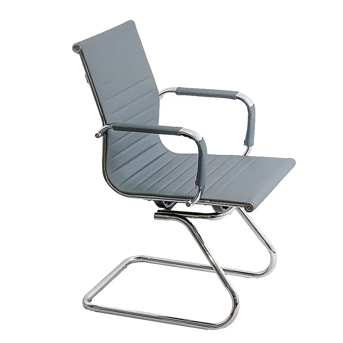 Scaun vizitatori piele cadru cromat fix OFF806 Genoa