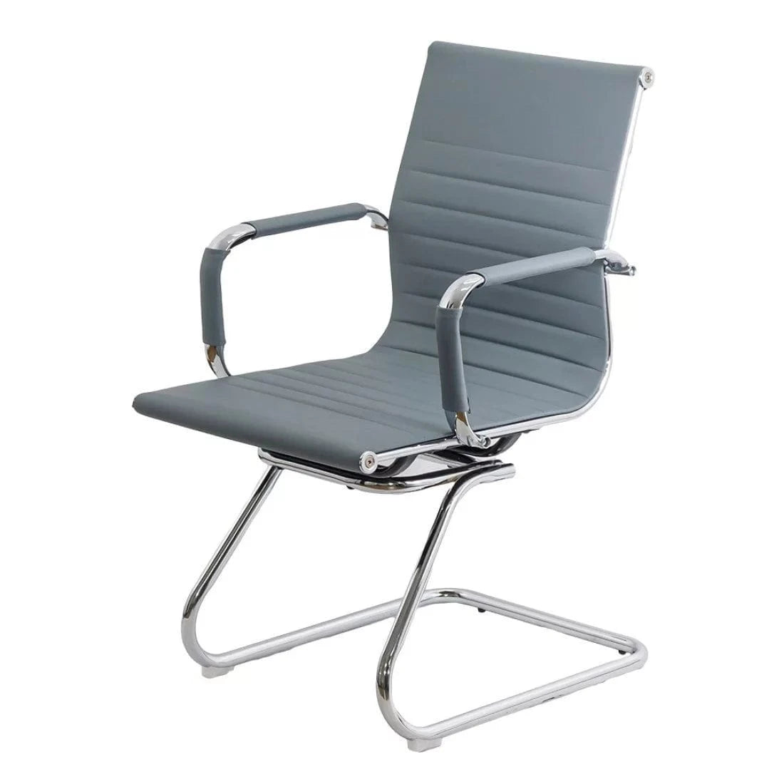 Scaun vizitatori piele cadru cromat fix OFF806 Genoa