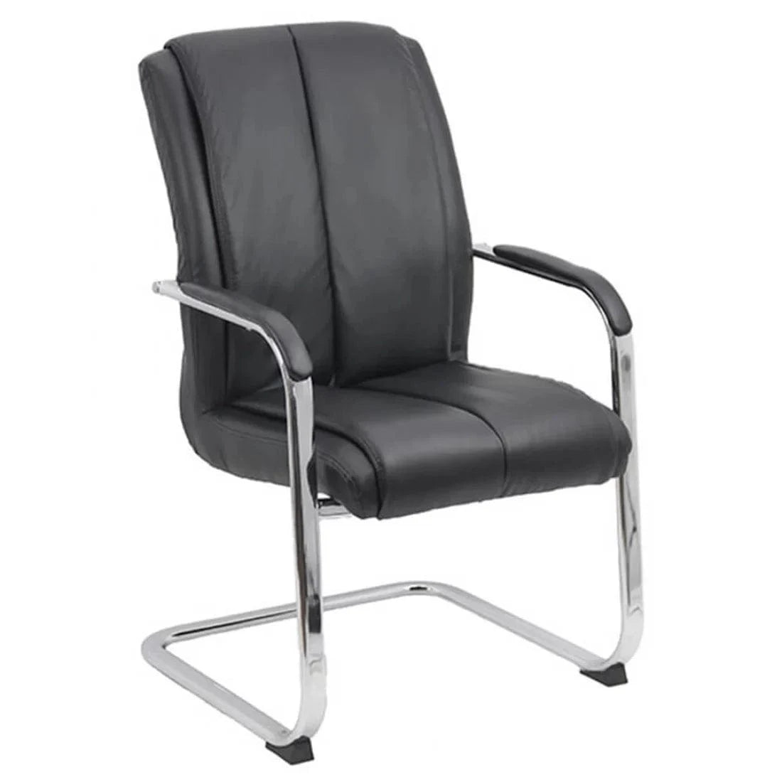 Scaun vizitatori piele cadru cromat fix OFF8117 Committee NEGRU