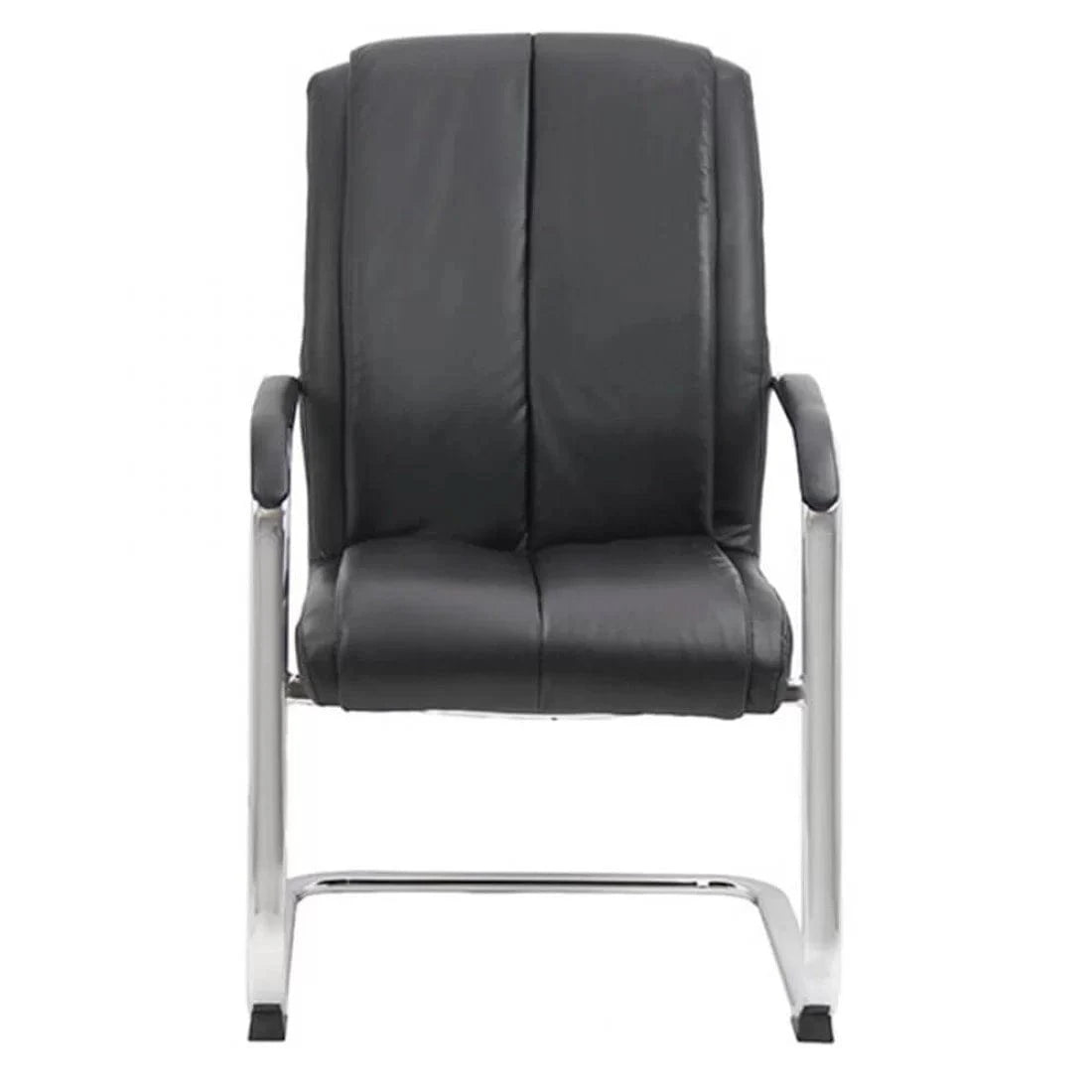 Scaun vizitatori piele cadru cromat fix OFF8117 Committee NEGRU