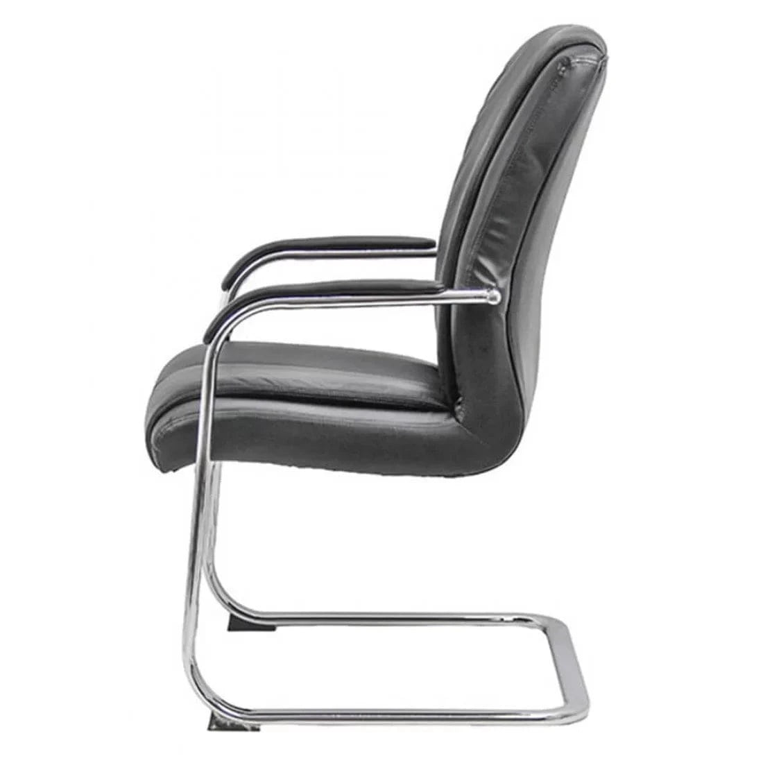 Scaun vizitatori piele cadru cromat fix OFF8117 Committee NEGRU