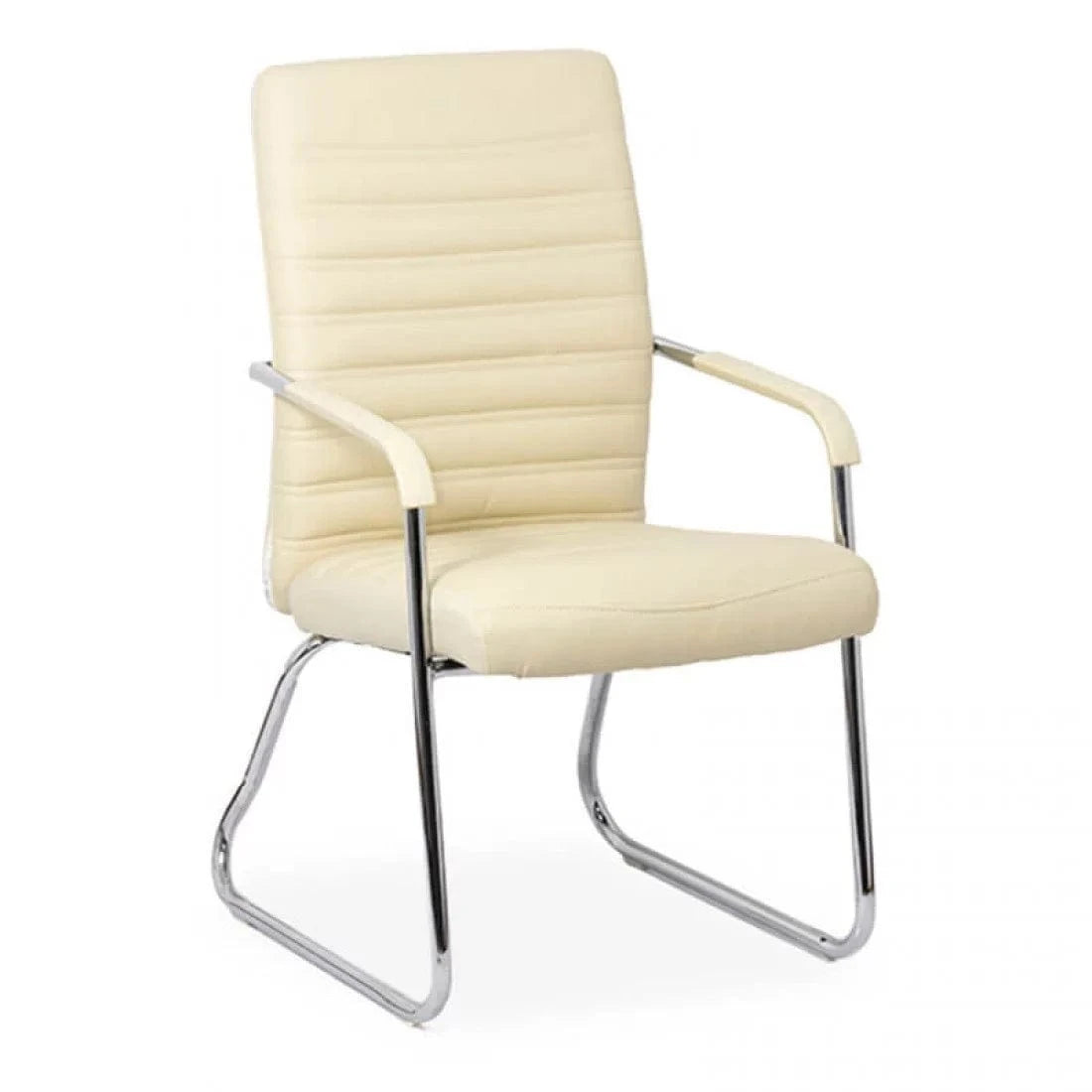 Scaun vizitatori piele cadru cromat fix OFF833 City Conference CREM