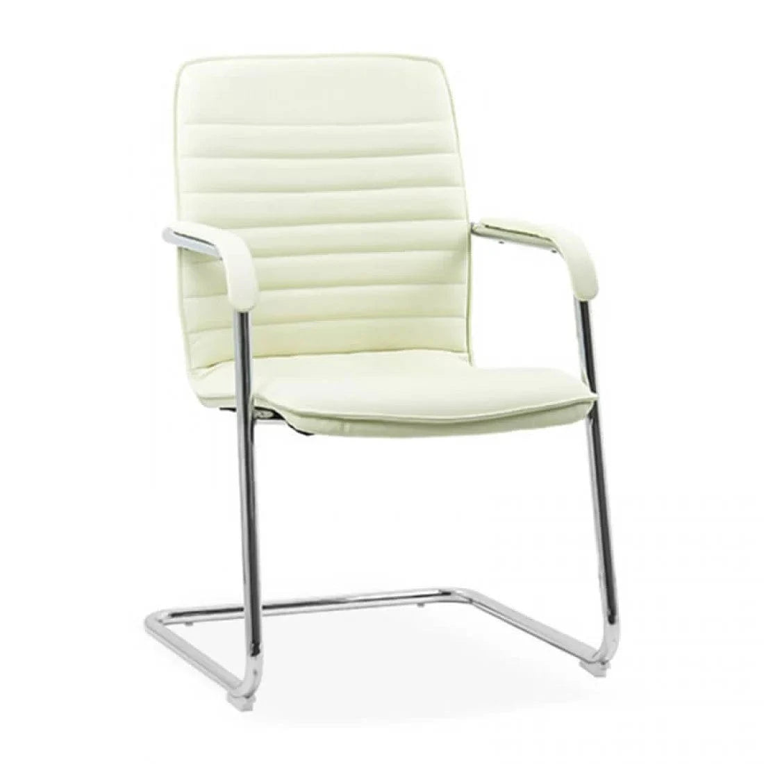 Scaun vizitatori piele cadru cromat fix OFF835 Bruxelles CREM