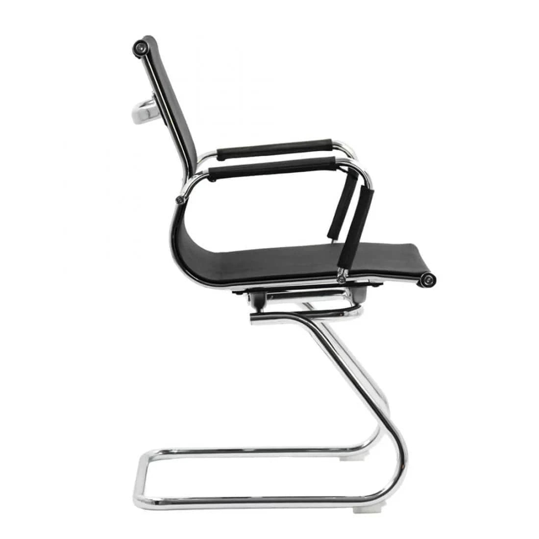 Scaun vizitatori plasa cadru cromat fix OFF804 Aero Guest NEGRU