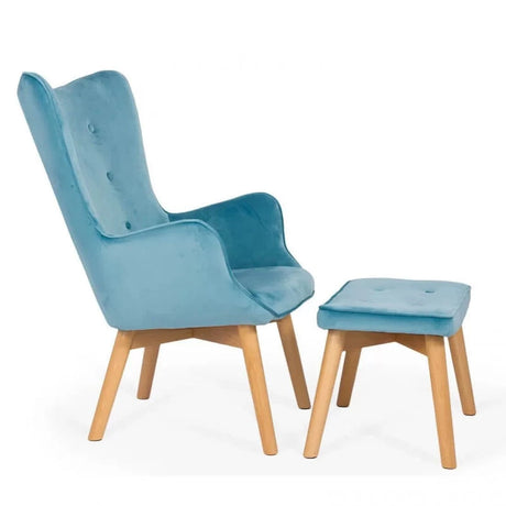 Fotoliu relaxare catifea cu otoman BUC267 Cozy Weekend