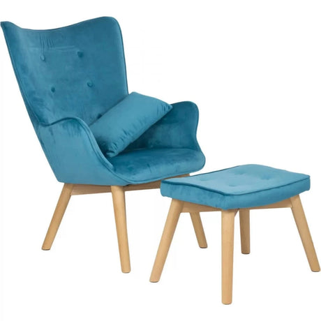 Fotoliu relaxare catifea cu otoman BUC267 Cozy Weekend BLEU