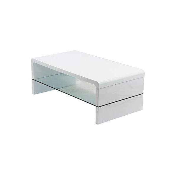 Stand TV Functie Masuta Cafea Blat MDF Alb Etajera Media Sticla Securizata Transparenta BUC08 Greek Sun