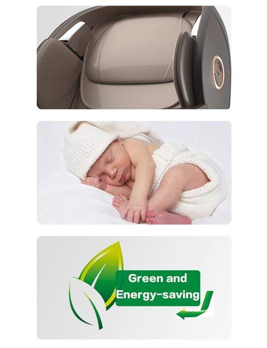 Fotoliu Masaj Piele Bej 3D Zero Gravity, 6 Role Sistem L, Încălzire, Muzică, Rokol RK7909