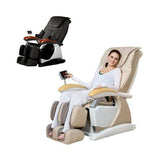 Scaun masaj role piele bej motorizat reclinabil pat functie incalzire 37 perne aer dual VHD iRest A18-3 DHT