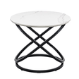 Masuta cafea rotunda blat alb marmorat cadru metalic negru BUC14 White Stone