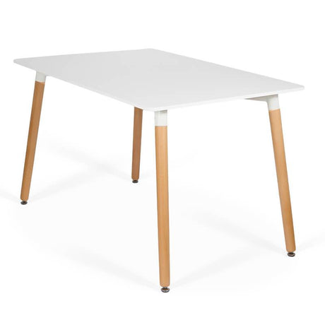 Masa bucatarie blat alb cadru lemn natur BUC082 Family Fun