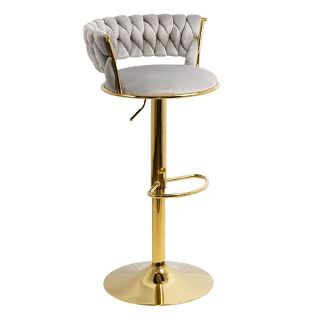 Scaun bar catifea cadru auriu ajustabil ABS118 Cloudberry GRI DESCHIS