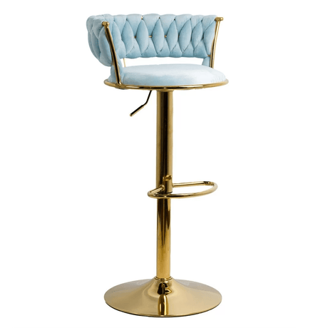 Scaun bar catifea cadru auriu ajustabil ABS118 Cloudberry ALBASTRU