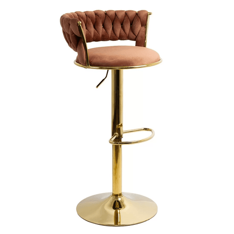 Scaun bar catifea cadru auriu ajustabil ABS118 Cloudberry MARO DESCHIS