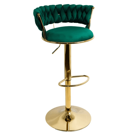 Scaun bar catifea cadru auriu ajustabil ABS118 Cloudberry VERDE INCHIS