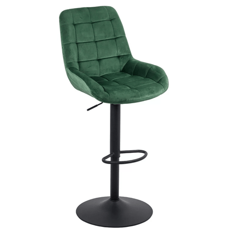 Scaun bar catifea cadru negru reglabil ABS145 Uptown VERDE INCHIS
