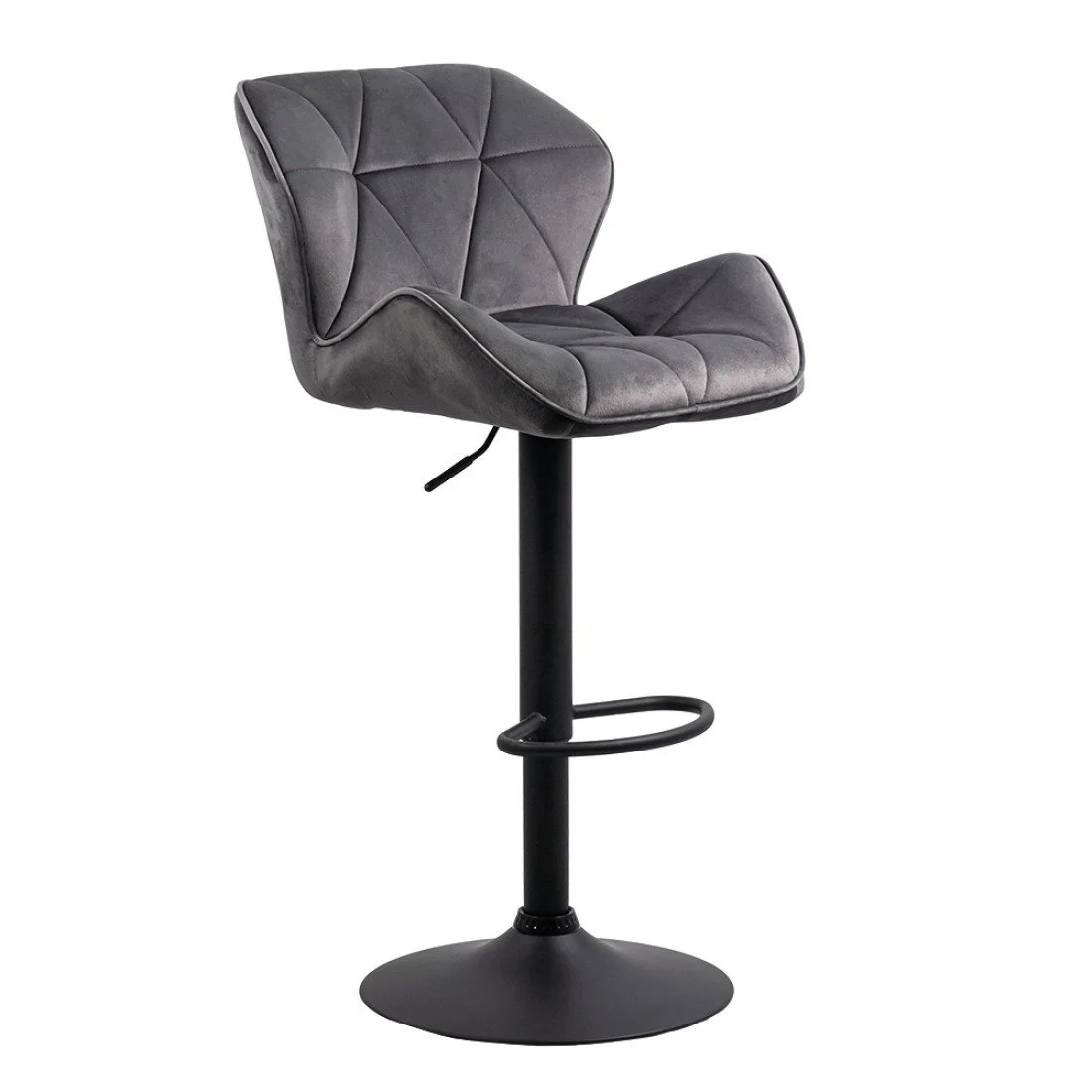 Scaun bar catifea cadru negru reglabil ABS149 Dark Diamond GRI INCHIS