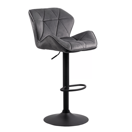 Scaun bar catifea cadru negru reglabil ABS149 Dark Diamond GRI INCHIS