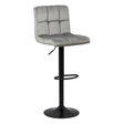 Scaun bar catifea cadru negru reglabil ABS191B London Bliss GRI DESCHIS